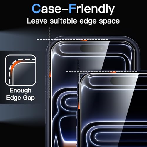 JETech Screen Protector for iPhone 17 Pro, 3-Pack | 9H Tempered Glass, HD Clear, Anti-Scratch Protection, Easy Installation Tool - size: iPhone 17 Pro