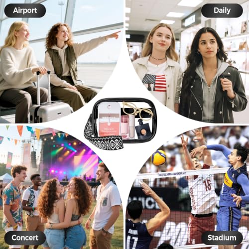 Tiostep Small Clear Bag for Stadium Events Crossbody Mini Clear Purse - color: Print Black, size: Medium