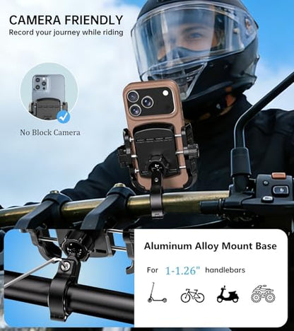 Kewig Motorcycle Phone Mount Holder with Aluminum Alloy Mounting Base