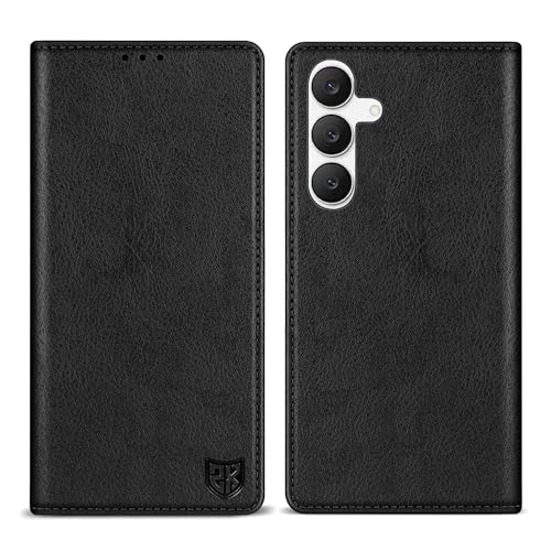 ZZXX for Samsung Galaxy S25 FE Wallet Case with [RFID Blocking] Card Slot Stand Strong Magnetic PU Leather Flip Fold Protective Phone Case for Samsung Galaxy S25 FE Case Wallet(Black-6.7 inch) - color: Black