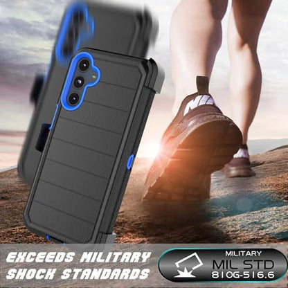 Njjex Rugged Case for Samsung Galaxy A16 5G, for Samsung A16 5G Case with Belt Clip Holster, Built-in Screen Protector Heavy Duty Shockproof Locking Swivel Holster Kickstand Hard Phone Cover [Blue] - color: Black/Blue
