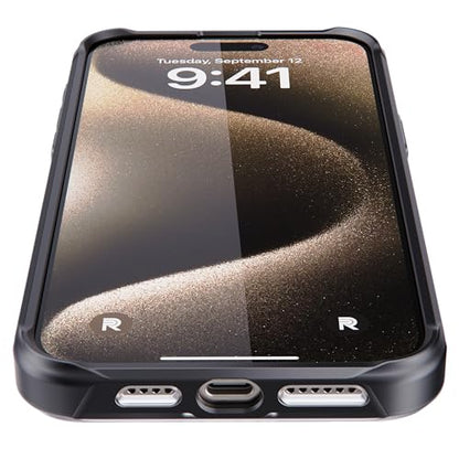 REBEL Clear Case for iPhone 15 Pro Max [Frosted Series Gen-5] Strong MagSafe Compatible, Grip Sides, Translucent Matte Texture, Protective Shockproof Bumpers, Metal Lens & Buttons, 6.7 Inch Phone 2023 - color: Frosted Black, size: iPhone 15 Pro Max
