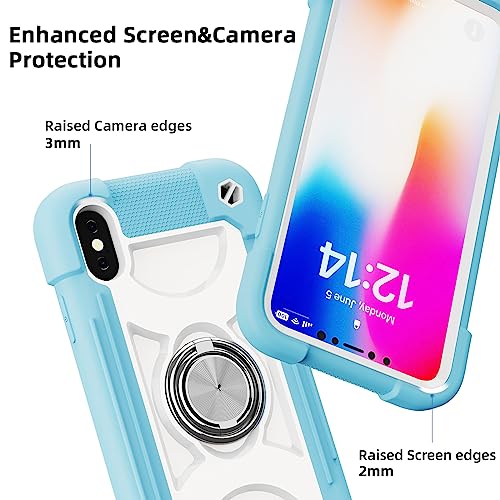 MARKILL Compatible with iPhone X/iPhone Xs Case 5.8 Inch with Ring Stand, Heavy-Duty Military Grade Shockproof Phone Cover for iPhone X/XS. - color: Ice Blue, size: iPhone X/iPhone XS 5.8"