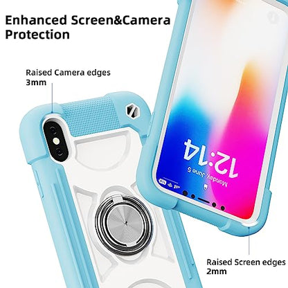 MARKILL Compatible with iPhone X/iPhone Xs Case 5.8 Inch with Ring Stand, Heavy-Duty Military Grade Shockproof Phone Cover for iPhone X/XS. - color: Ice Blue, size: iPhone X/iPhone XS 5.8"