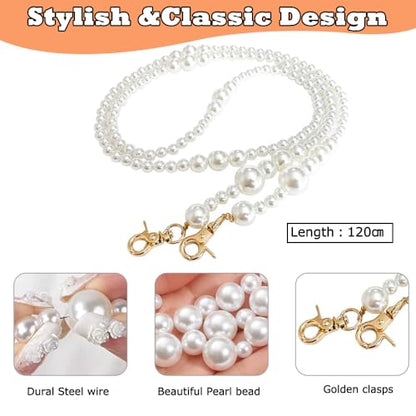 Phone Chain Crossbody Pearl Strap, Pearl Beaded Chain Shoulder Crossbody Lanyard with Phone Tether Patches Compatible with Most Phones Bag Purse (I) - color: Q