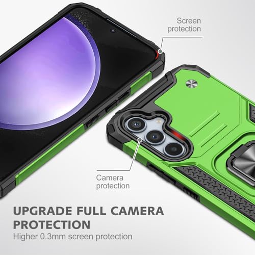 for Samsung S23 FE Case: S23 FE Case with Screen Protector: (Heavy Duty) Military Grade 360° Rotatable Kickstand Shockproof Protective Cases for Samsung Galaxy S23 FE (Green) - color: Samsung S23 FE Case Green