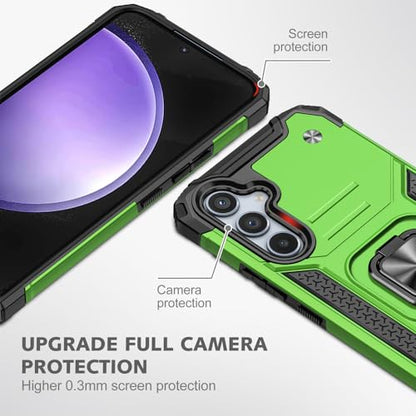 for Samsung S23 FE Case: S23 FE Case with Screen Protector: (Heavy Duty) Military Grade 360° Rotatable Kickstand Shockproof Protective Cases for Samsung Galaxy S23 FE (Green) - color: Samsung S23 FE Case Green