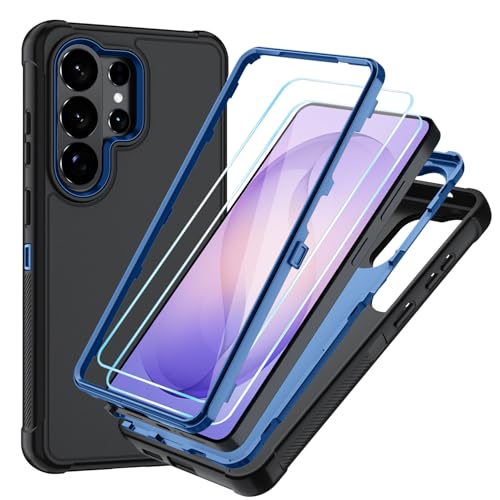 for Samsung Galaxy S26 Ultra Case with HD Screen Protector, 3-Layer Shockproof Military Grade Full Body Protection, Heavy Duty Hybrid Protective Phone Cover (Black/Navy) - color: Black/Navy