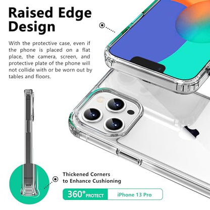 ONES Case for iPhone 13 Pro, Slim Clear Transparent Case [PC + TPU Hybrid] with Military-Grade Drop Protection, Anti-Yellowing Shockproof Silicone Hard Cover - color: HD Highly Clear, size: iPhone 13 Pro