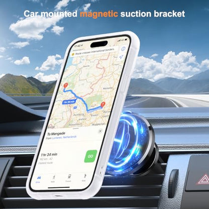 SKYLMW Compatible with iPhone 15 Case with Stand,Translucent | iPhone 15 Phone Case 6.1",Magnetic Ring Stand,Compatible with MagSafe,Military-Grade Protection,Great Grip Feeling - color: Translucent, size: Iphone 15