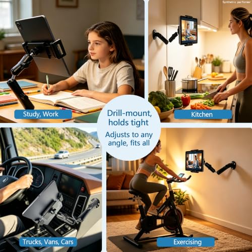Tablet Holder for Car, Heavy Duty Drill Base iPad Dash Mount