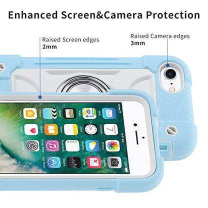MARKILL Compatible with iPhone Case with Ring Stand, Heavy-Duty Military Grade Shockproof Phone Cover (Ice Blue, iPhone SE 3rd/2nd/iPhone 8/7/6S/6) - color: Ice Blue, size: iPhone SE 3rd/2nd/iPhone 8/7/6S/6