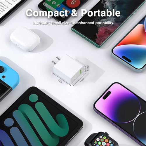 4 Pack USB C Charger Block,20W USB-C & USB-A Port Charger,for i Phone 17/16 - color: white