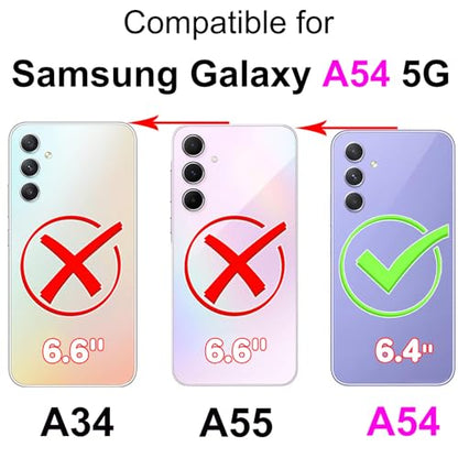 Wallet Case for Samsung Galaxy A54 5G, Pink Girl | Women Flip Folio Cover, Embossed PU Leather, Stand, Credit Card Holders Slots, Wrist Strap - color: 9