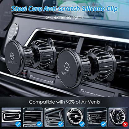 [2 Pack Universal Air Vent Magnetic Phone Holder for Car, Phone Mount for Car for Cell Phones and Mini Tablets (New Upgraded Vent Locks)