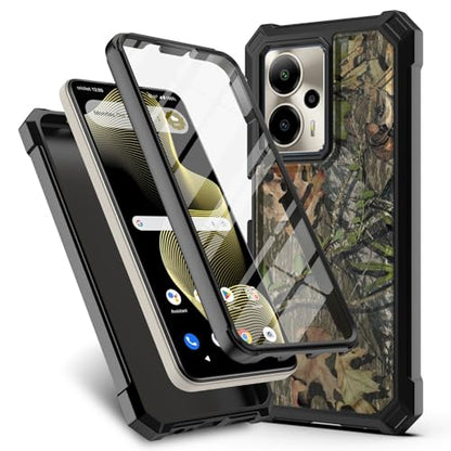 for Cricket Outlast 5G 2024 Case (SN509C),AT&T Motivate Pro 5G (SN509A) w/[Built-in Screen Protector] Dual Layer Shockproof [Military-Grade][Full-Body] Protective Cover Women Man Hunt Tree Camo Leaf - color: BLD IN TREE BROWN