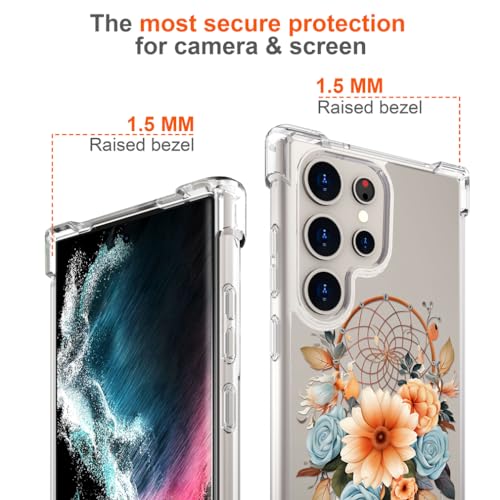 Hungo Galaxy S24 Ultra Case for Women Clear Design Cute,Girly Girls Case Compatible with Samsung Galaxy S24 Ultra Dreamcatcher Dream Catcher Flowers - color: Dream Catcher