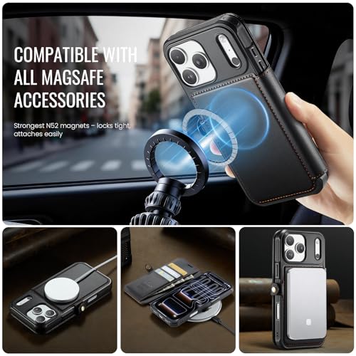 for iPhone 17 Pro Case Wallet Compatible with Magsafe, Black - color: Fashion Black, size: iPhone 17 Pro - 6.3"