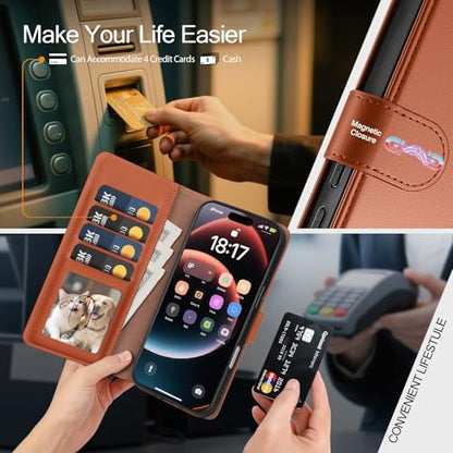 Compatible with Samsung Galaxy S26 Case Wallet with Card Holder [4 Card Slot] Women Men,RFID Blocking PU Leather Phone Case Flip Protector Cover Credit Card Slot Kickstand,Light Brown - color: Light Brown, size: Samsung Galaxy S26 - 6.3"