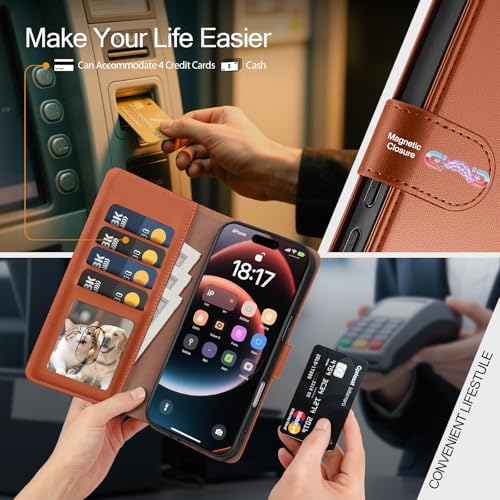 Compatible with Samsung Galaxy S26 Ultra Case Wallet with Card Holder [4 Card Slot] Women Men,RFID Blocking PU Leather Phone Case Flip Protector Cover Credit Card Slot Kickstand,Light Brown - color: Light Brown, size: Samsung Galaxy S26 Ultra - 6.9"