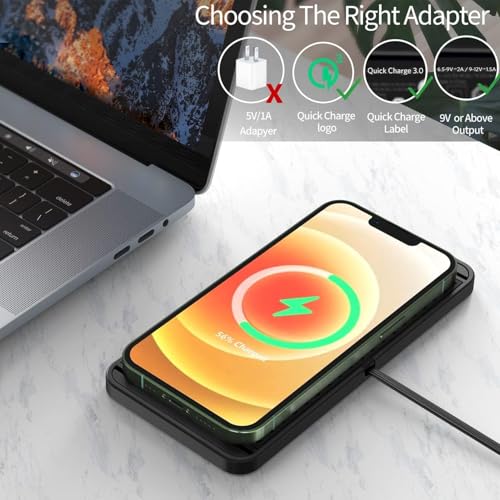 Tangxi Wireless Car Charger Charging Pad, 15W Non Slip Fast Charger Flat Mat, Compatible with iOS 11/12/13/14/15/16/17, S 21/22/23/24/25