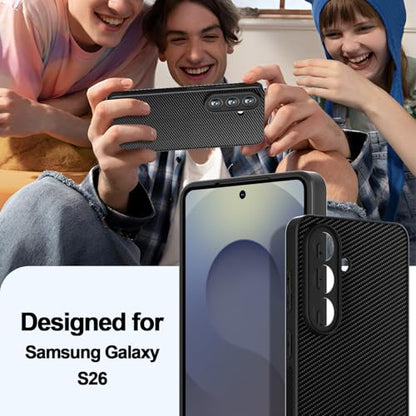 AICase for Samsung Galaxy S26 Case, Carbon Fiber Design Thin Slim Fit Shockproof Hybrid Hard PC Soft TPU Bumper Drop Protection Lightweight Aramid Fiber Protective Cover - color: Carbon Fiber, size: S26