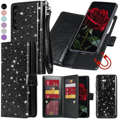 Varikke for Samsung Galaxy S25 Wallet Case Magnetic Detachable, Black - color: Black, size: Galaxy S25 6.2"