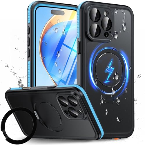 Oterkin Magnetic Stand for iPhone 15 Pro Max Case Waterproof IP68, Blue - color: Blue, size: iPhone 15 Pro Max 6.9''