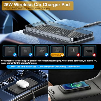 POLMXS 25W Wireless Charger Car Fast Wireless Charging Pad DIY Wireless Phone Charger Mat Compatible with iPhone 17/16(25W)/15/14/13/12(7.5W) (P21)