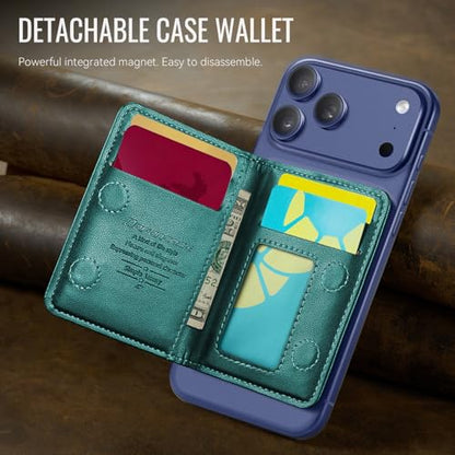 Defencase for Magsafe Wallet Magnetic Card Holder RFID Blocking, Blue Green - color: Fashion Blue Green