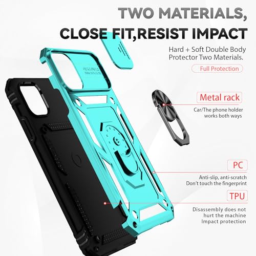 for iPhone 11 Case,with Screen Protectors and Camera Cover,[Military Grade] 16ft.Drop Tested Cover with Magnetic Kickstand Protective Case for iPhone 11 6.1 inch, Mint - color: Mint