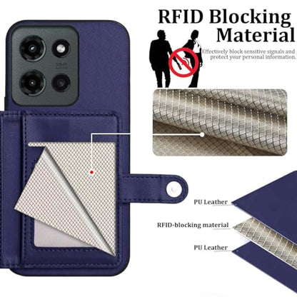 for Moto G 5G 2025 Back RFID Blocking Wallet Case, Blue | PU leather, TPU interior, 5 card slots, cash/photo pocket, magnetic clasp, kickstand, 2-layer shockproof, scratch resistant - color: Blue