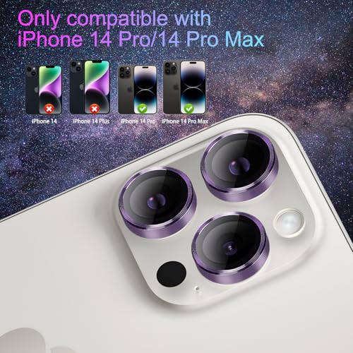 Camera Lens Protector for iPhone 14 Pro/14 Pro Max, Deep Purple - color: Deep Purple