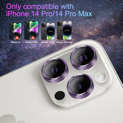Camera Lens Protector for iPhone 14 Pro/14 Pro Max, Deep Purple - color: Deep Purple