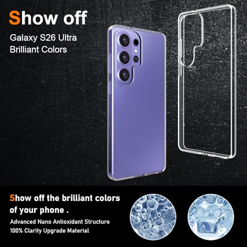 Silicone Clear for Samsung Galaxy S26 Ultra Case. Soft Slim-Fit Transparent TPU Silicone Samsung Galaxy S26 Ultra Phone Case Cover. Ultra-Thin Design with a Comfortable Grip, Shockproof Protection. - size: galaxy s26 ultra case