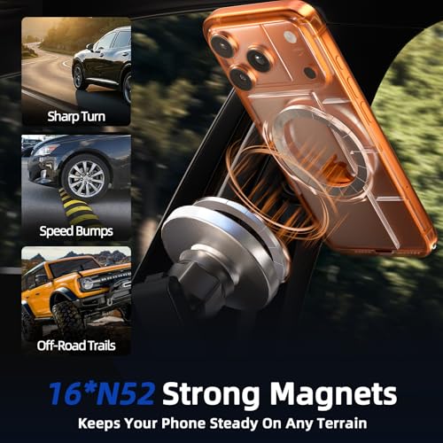 Magnetic Phone Mount for Car, 15W Wireless Car Charger, Dashboard Phone Holder and Windshield Mount, Extendable 360 Degree Arm, Washable Gel Suction Cup, Metal Ring and Cable Included - size: Universal | Mag Charge