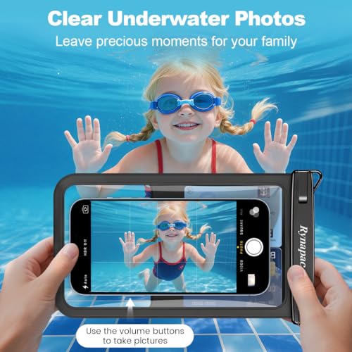 Rynapac Large Waterproof Phone Pouch [Up to 8.5"] - 2 Pack IPX8 Waterproof Phone Case for iPhone 17 16 15 Pro Max Galaxy S26 Ultra, Touchscreen & Underwater Photography, Beach Cruise Essentials 2026 - color: [(Clear)Black+Black] Large Waterproof Phone Pou