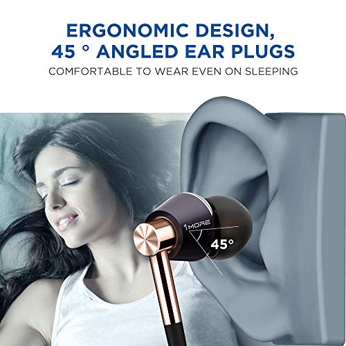 1MORE Triple Driver in-Ear Earphones Hi-Res Headphones with High Resolution, Bass Driven Sound, MEMS Mic, in-Line Remote, High Fidelity for Smartphones/PC/Tablet - Gold - color: Gold