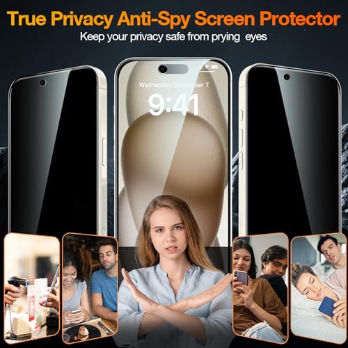 YMHML 3 Pack Compatible for iPhone Air Privacy Screen Protector Tempered Glass + 1 Set of Camera Lens Protector, 25°Anti Spy 17 Air, [Top 9H+ Military Grade Shatterproof] [Bubble Free, Auto-Dust Removal] - size: iPhone 17 Air-6.5 Inch