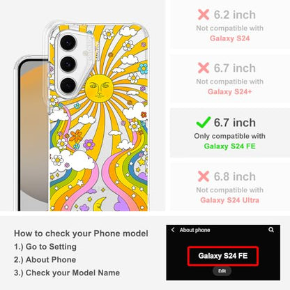 MOSNOVO Case for Samsung Galaxy S24 FE, [Buffertech 6.6ft Military-Grade Drop Protection] [Anti Peel Off Tech] Clear TPU Bumper Phone Case Cover Design - 70's Psychedelic Groovy Art - color: Clear - 70's Psychedelic Groovy Art, size: Samsung Galaxy S24 FE
