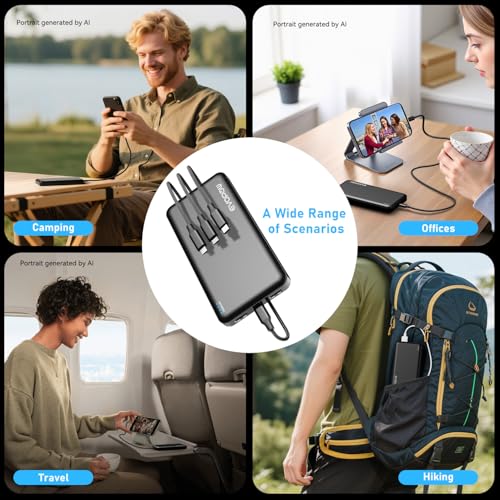 Portable Charger Power Bank 10000mAh, USB C in&Out Fast Charging Battery Pack Portable Phone Charger Quick Charge for iPhone 15/14/13/12, Galaxy S23/22, Pixel Heated Vest and etc (Black) - color: c-Black