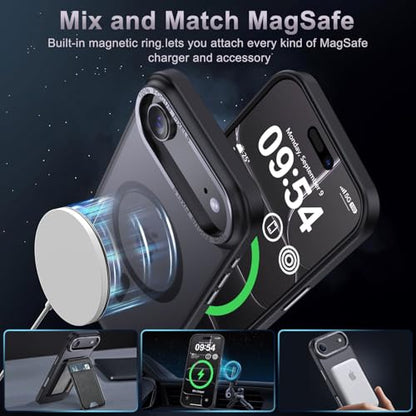 Newfuture Magnetic for iPhone Air Case Matte Shockproof, Black | Military Drop Protection, Slim Matte Anti-Fingerprint, Compatible with Magsafe, Camera Guard, Translucent Protective Cover - color: Black, size: iPhone Air 6.5 inch
