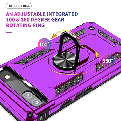 Auzuoton Google Pixel 6a Phone Case, Military Grade 16ft. Drop Tested, Ring Shockproof Protective Case, HD Screen Protector, Purple - color: Purple, size: Google Pixel 6a Case
