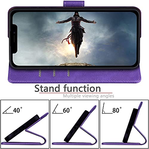 SUANPOT for iPhone 13（Non 13Pro） 6.1 inch 5G with RFID Blocking Wallet case Credit Card Holder,Flip Book PU Leather Phone case Shockproof Cover Cellphone Women Men for Apple 13 case Wallet Purple - color: Purple