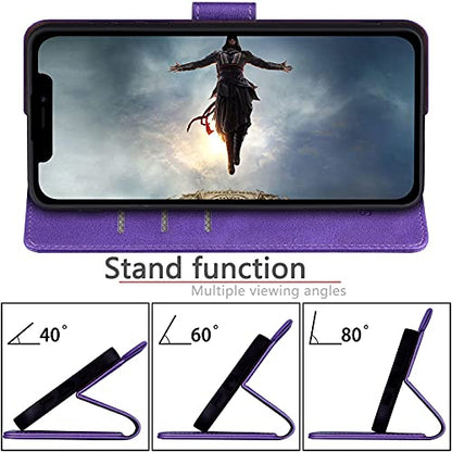 SUANPOT for iPhone 13（Non 13Pro） 6.1 inch 5G with RFID Blocking Wallet case Credit Card Holder,Flip Book PU Leather Phone case Shockproof Cover Cellphone Women Men for Apple 13 case Wallet Purple - color: Purple