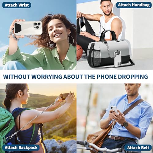 Doormoon Phone Tether Anti Theft, Phone Lanyard With Heavy Duty Carabiner - color: Silver - 2 Pack