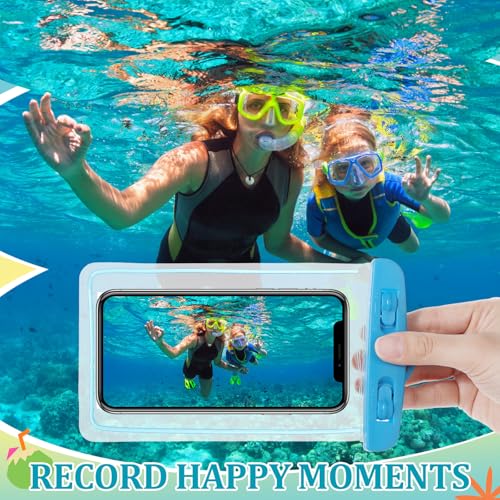 Abbylike 80 Pcs Universal Waterproof Phone Pouch Multicolor Waterproof Phone Case Dry Bag with Lanyard Glow in The Dark Outdoor Swimming Snorkeling Bag Beach Travel Must Haves for Smartphone up to 7''