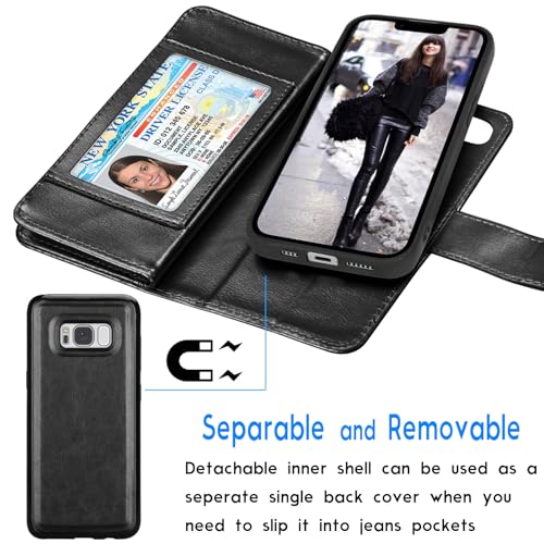Tekcoo Wallet Case Compatible with iPhone 16E 2025 (6.1 inch) Luxury ID Cash Credit Card Slots Holder [Detachable Magnetic Hard Case] Carrying Pouch Folio Flip PU Leather Cover [Black] - color: Black, size: 16E 2025