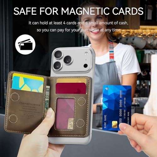 Defencase for Magsafe Wallet Magnetic Card Holder RFID Blocking, R-Brown - color: Retro Brown