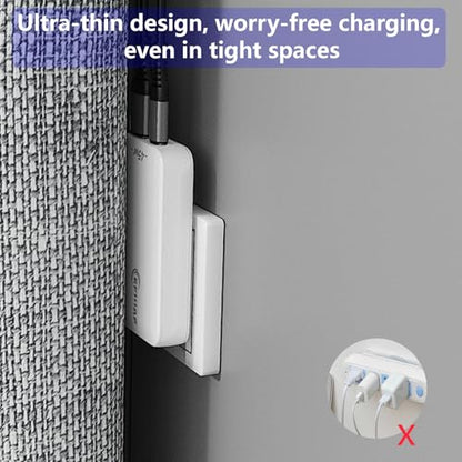 45W Flat USB C Charger Block, Ultra Slim USB Wall Plug with Cable - color: Black